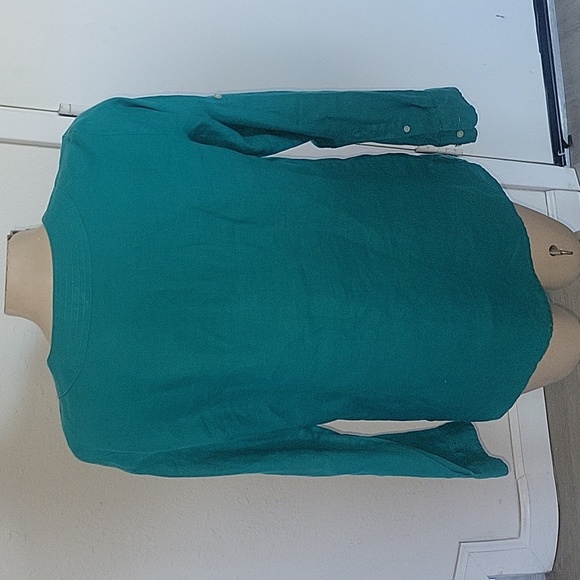 LAUREN RALPH LAUREN Linen Tunic Long Roll Tab Sleeve Ethnic Breathable Eco-frien - Picture 6 of 7